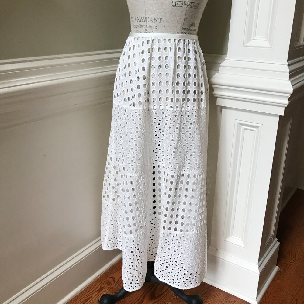 Solid & Striped the Georgia Eyelet Maxi Skirt Womens XL White Ivory Cover Up - Picture 4 of 14